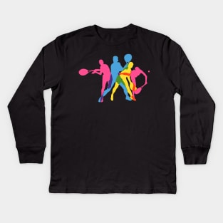 BRIGHT TENNIS SILHOUETTES Kids Long Sleeve T-Shirt